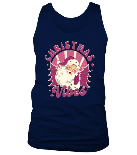 Merry Christmas retro vintage pink santa claus Tank Top Unisex