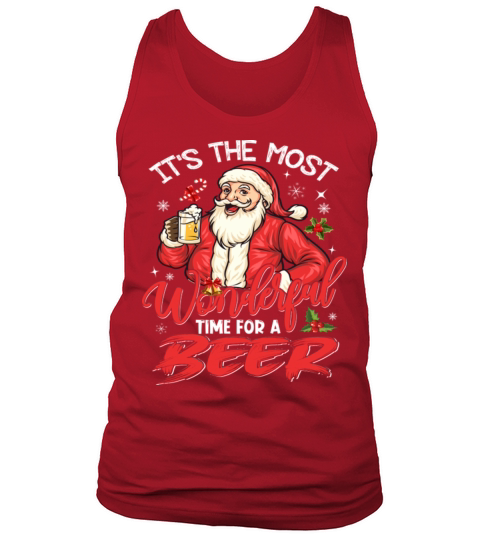 The Most Wonderful Time For Beer Santa Christmas Tank Top Unisex