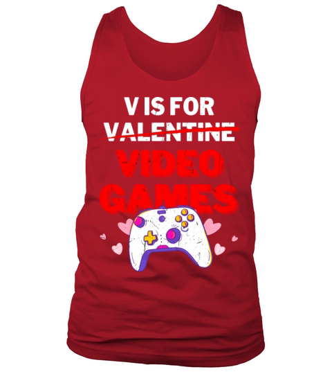 v is for video games vintage Valentines Day Gamer Tank Top Unisex