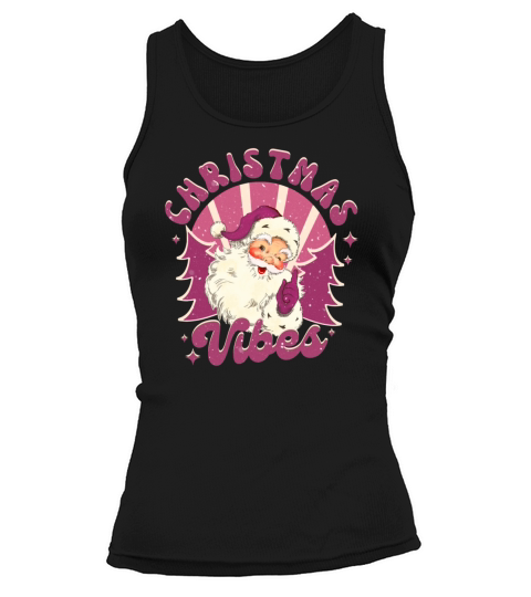 Merry Christmas retro vintage pink santa claus Tank top Woman