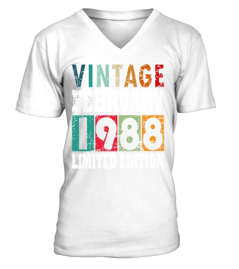 1988 February Vintage V-Neck T-shirt