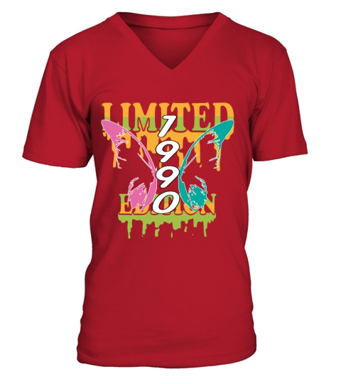 1990 Born Limited Edition Butterfly Gift V-Neck T-shirt
