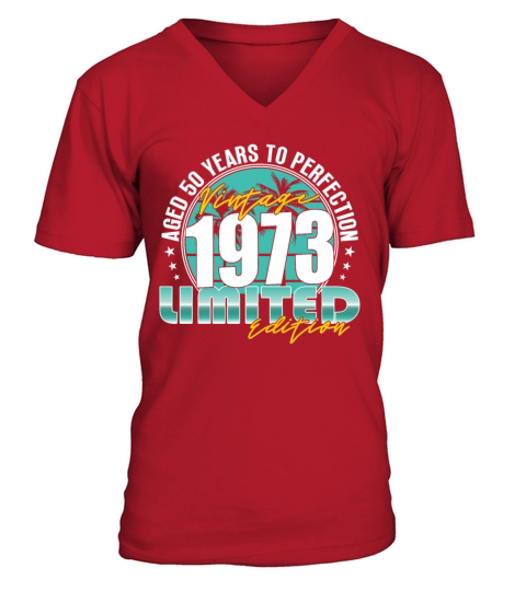 50th birthday vintage 1973 50 years V-Neck T-shirt