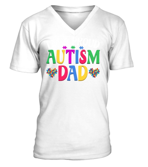 Autism Awareness Proud Autism Dad Outfit Family Ma V-Neck T-shirt