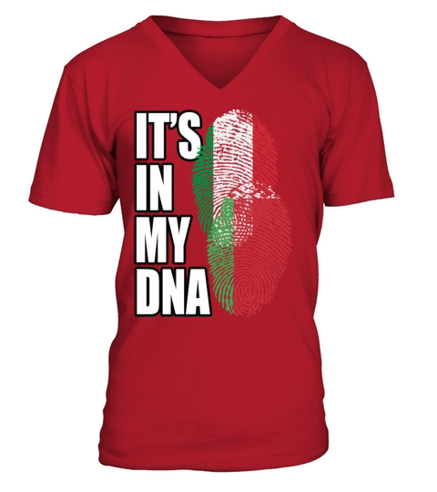 Belarusian And Italian Mix Heritage DNA Flag V-Neck T-shirt