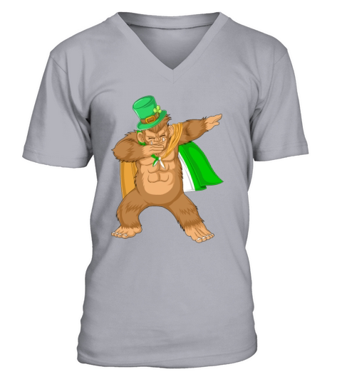 dabbing bigfoot st patricks day V-Neck T-shirt