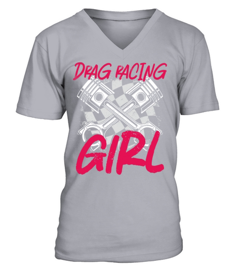 Drag Racing Race Car Girl Vintage V-Neck T-shirt