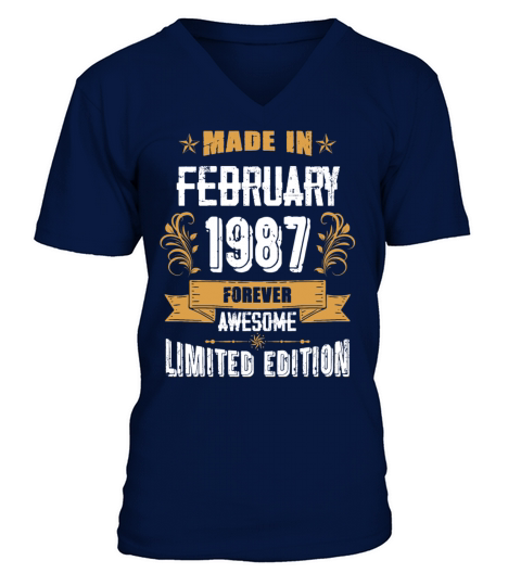 February 1987 Vintage Birthday Present V-Neck T-shirt