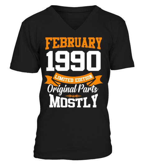 February 1990 Vintage Birthday Present V-Neck T-shirt