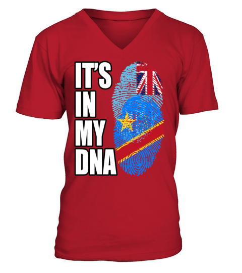 Fijian And Congolese Mix Heritage DNA Flag V-Neck T-shirt
