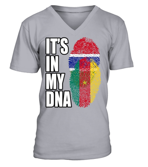 Gambian And Cameroonian Mix Heritage DNA Flag V-Neck T-shirt