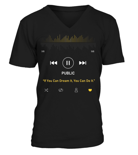 Play music interface with Motivational V-Neck T-shirt