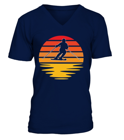 ski retro V-Neck T-shirt