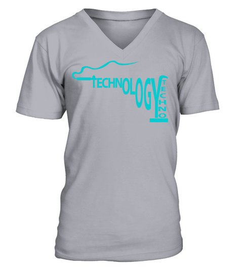 Technology Logo Design Blue V-Neck T-shirt