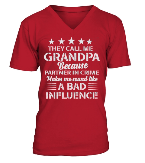 They Call Me Grandpa Partner in Crime Influence V-Neck T-shirt