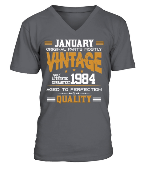 Vintage Aged To Perfection January 1984 V-Neck T-shirt