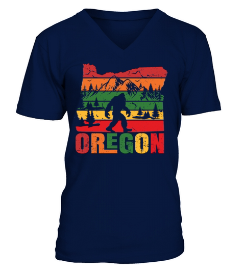 Vintage Oregon Bigfoot Mountain Hiking Camping V-Neck T-shirt