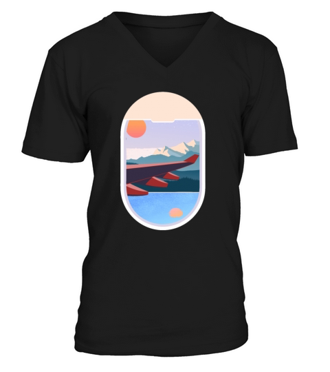 Wanderlust Plane Window Travel Landscape Nature V-Neck T-shirt