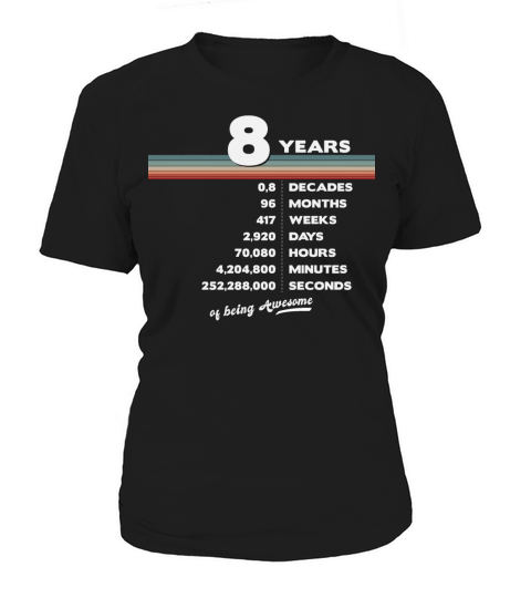 8th Birthday Vintage 8 Years Old Retro 96 Months Women's T-Shirt