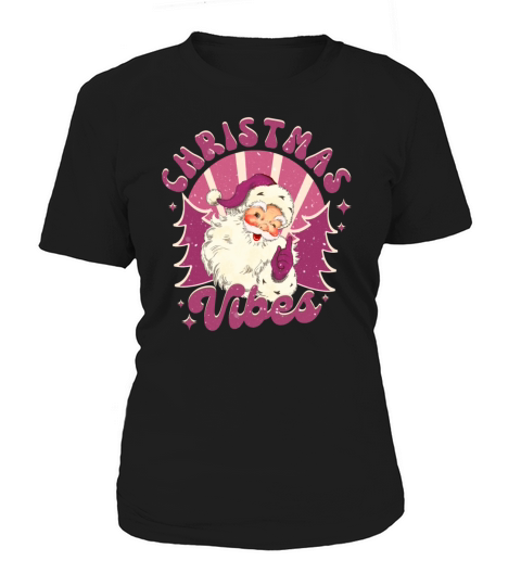 Merry Christmas retro vintage pink santa claus Women's T-Shirt