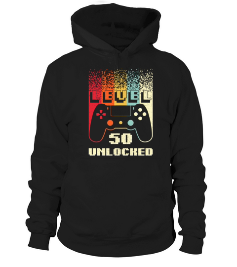 Level 50 Unlocked Gamer Retro 50th Birthday Gift Hoodie Unisex
