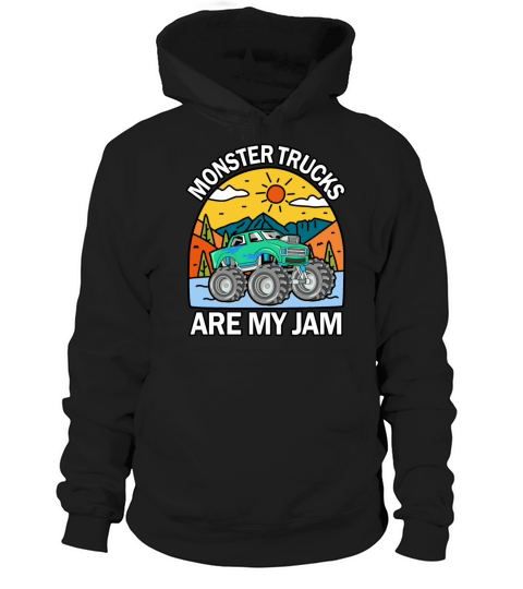 Monster Trucks Are My Jam Vintage Retro Hoodie Unisex