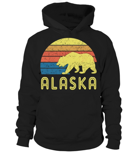 Retro Alaska With A Vintage Design And A Bear Hoodie Unisex
