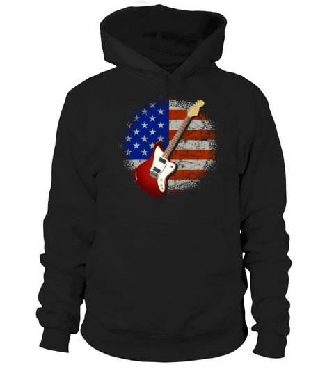 Vintage Guitar USA Flag Hoodie Unisex