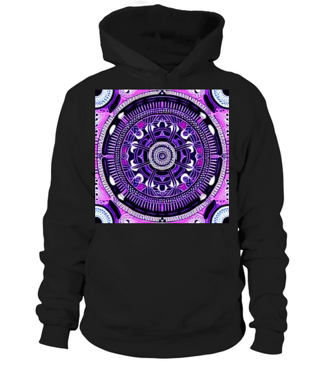 Vintage Mandala in purple white black Hoodie Unisex