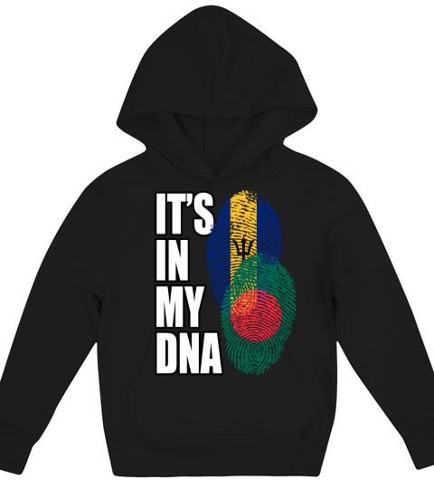 Barbadian And Bangladeshi Mix Heritage DNA Flag Kids Hoodie