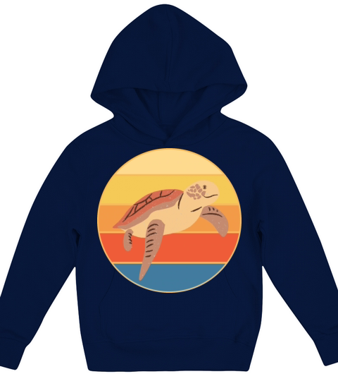 Cute Turtle Vintage Retro Sunset Marine Animal Kids Hoodie