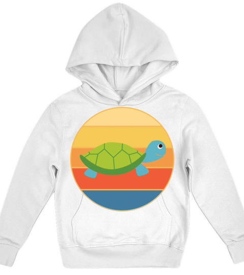 Cute Turtle Vintage Retro Sunset Marine Animal Kids Hoodie