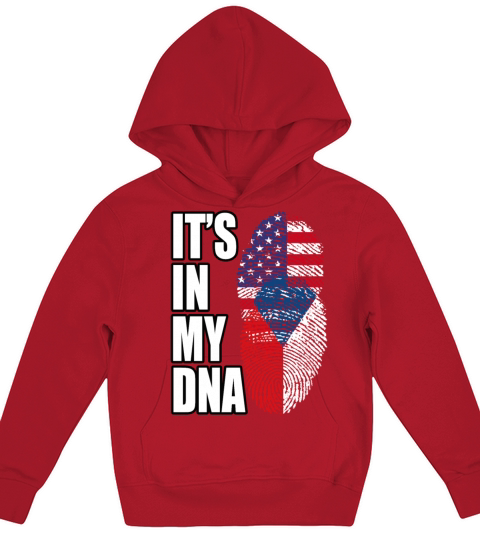 Czech And American Mix Heritage DNA Flag Kids Hoodie