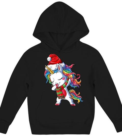 Dabbing Unicorn Santa Christmas Kids Girls Women X Kids Hoodie