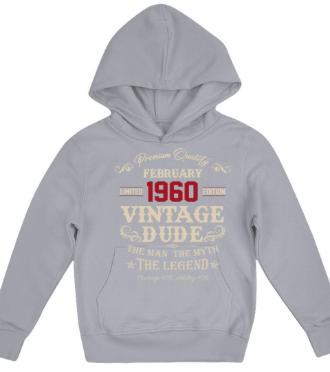 February 1960 Vintage Birthday Present Kids Hoodie
