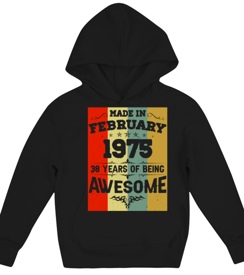 February 1975 Vintage Birthday Present Kids Hoodie