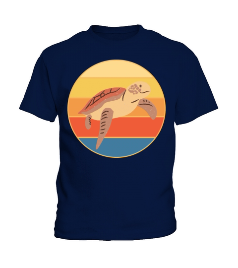 Cute Turtle Vintage Retro Sunset Marine Animal Kids T-Shirt