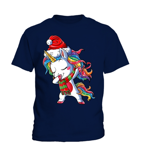 Dabbing Unicorn Santa Christmas Kids Girls Women X Kids T-Shirt