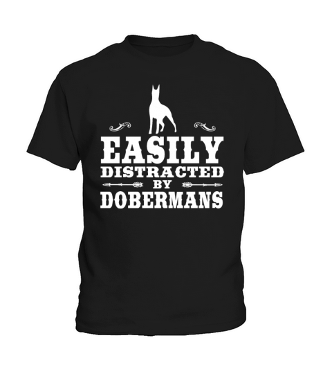 Easily Distracted By Dobermans Funny Doberman Desi Kids T-Shirt