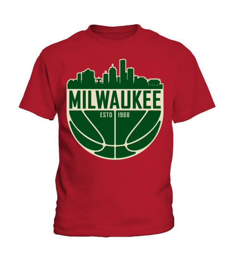 Milwaukee Basketball Skyline Vintage Wisconsin Ret Kids T-Shirt