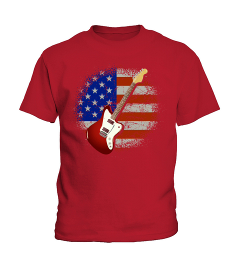 Vintage Guitar USA Flag Kids T-Shirt