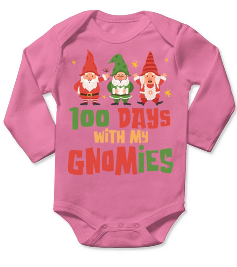 100 Days With My Gnomies Christmas Elf Xmas Long Sleeve Baby One-Piece