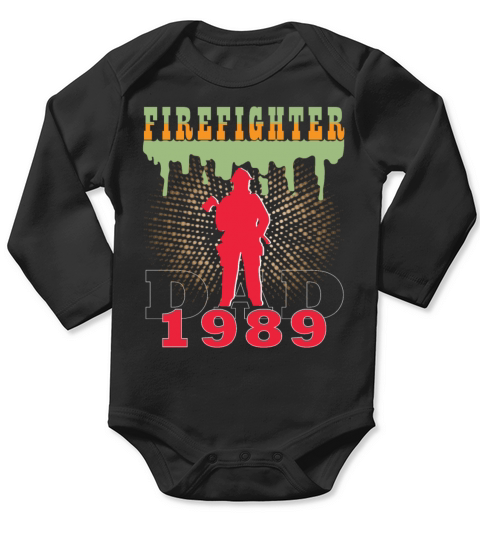 1989 vintage fireman birthday firefighter Long Sleeve Baby One-Piece