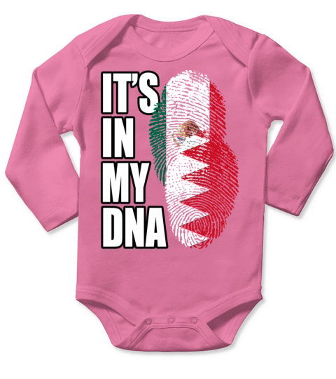 Bahraini And Mexican Mix Heritage DNA Flag Long Sleeve Baby One-Piece