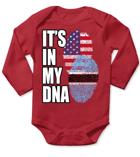 Botswana And American Mix Heritage DNA Flag Long Sleeve Baby One-Piece