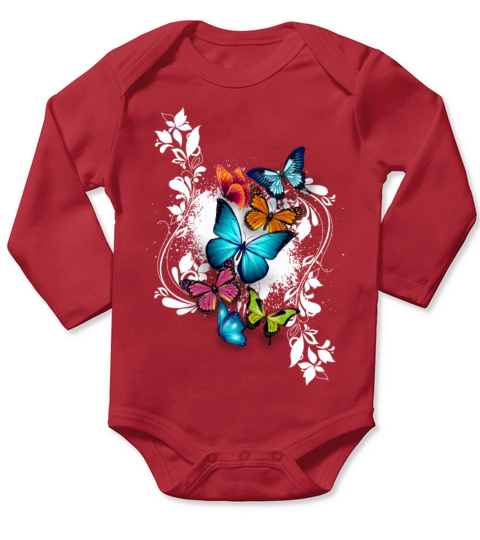Butterfly Animal Color Colorful Splash Ornaments Long Sleeve Baby One-Piece