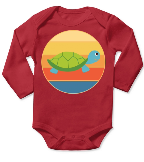 Cute Turtle Vintage Retro Sunset Marine Animal Long Sleeve Baby One-Piece