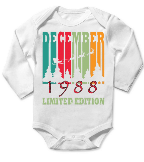December 1988 birthday greeting retro design Long Sleeve Baby One-Piece