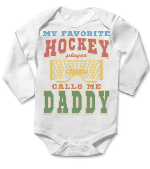 Favorite Hockey Player Daddy Vintage Funny Text Long Sleeve Baby One-Piece
