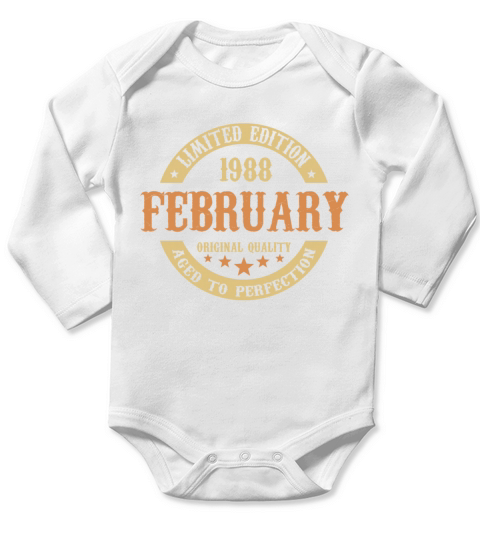 February 1988 Vintage Birthday Present Long Sleeve Baby One-Piece